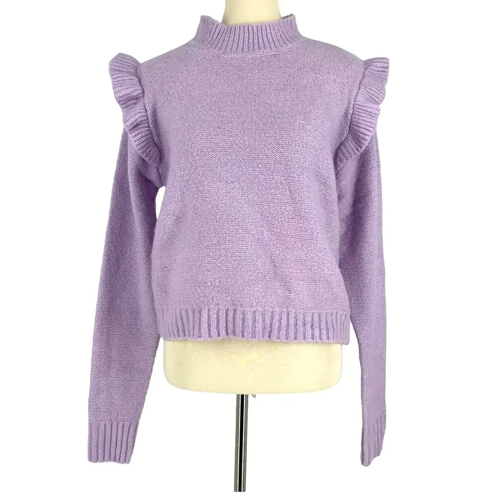 Wild Fable Purple Sweater Size Large Ruffle Sleeve‎